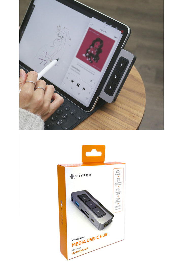 HYPER++ HyperDrive iPad 6-in-1 USB-C Media Hub PD対応 HDMI SD / micro SD 3.5mmオーディオ USBハブ スペースグレー