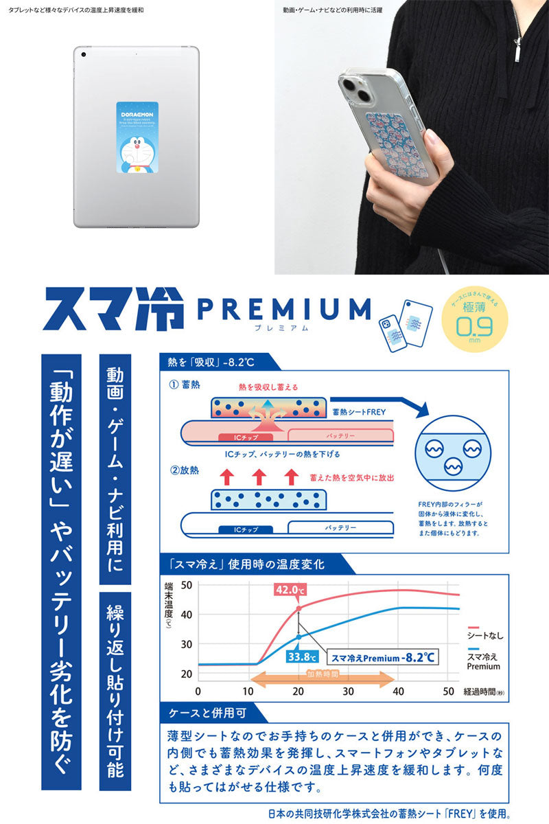 gourmandise スマ冷え PREMIUM 貼って剥がせるスマートフォン冷却シート ドラえもん