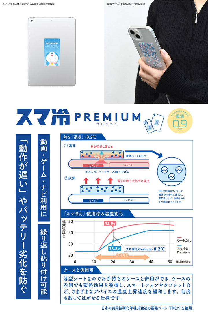 gourmandise スマ冷え PREMIUM 貼って剥がせるスマートフォン冷却シート ドラえもん