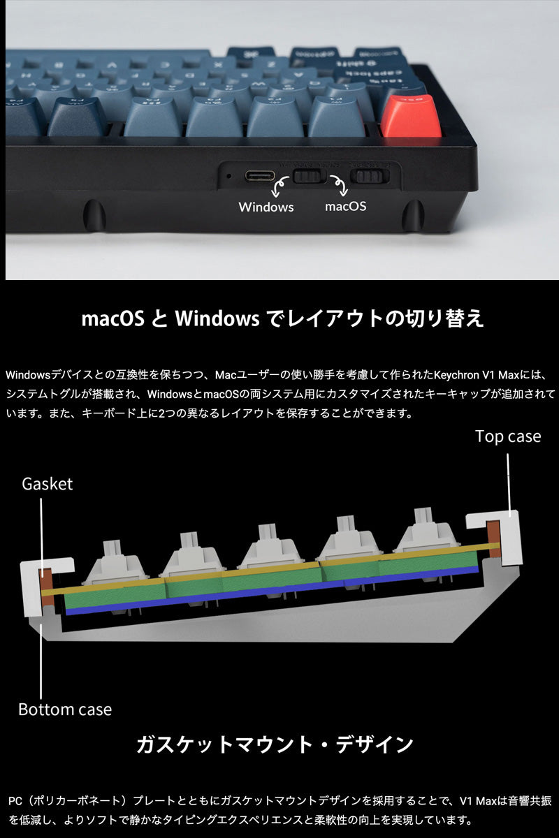 Keychron V1 Max ワイヤレスカスタム・メカニカルキーボード