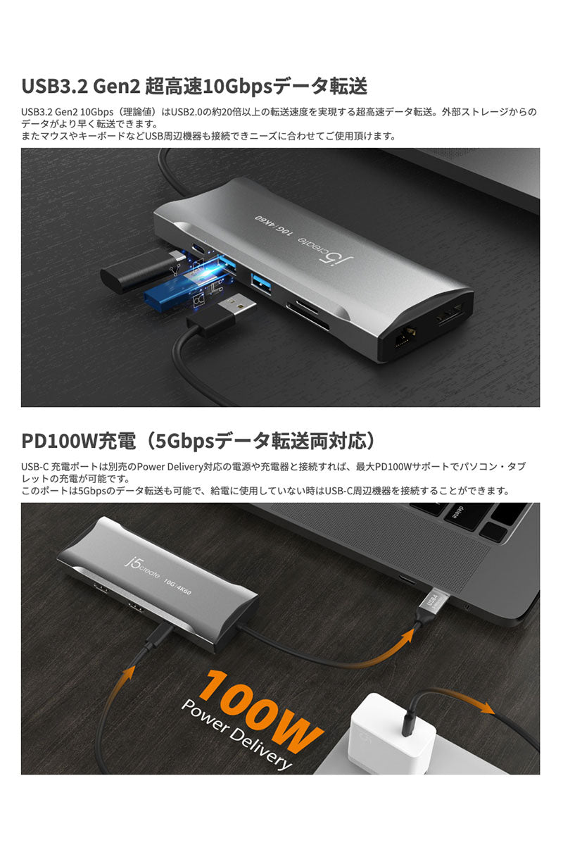 j5 Create USB3.2 MSTUSB-C 11in1マルチアダプター スペースグレー JCD397 1個