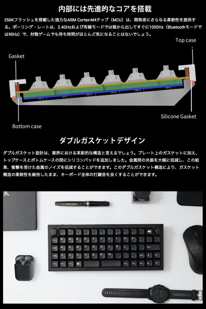 Keychron Q15 Max  ワイヤレス メカニカルキーボード Mac英語配列 オーソリニア・レイアウト テンキーレス ホットスワップ対応 Gateron Jupiterスイッチ RGBライト Mac Windows対応