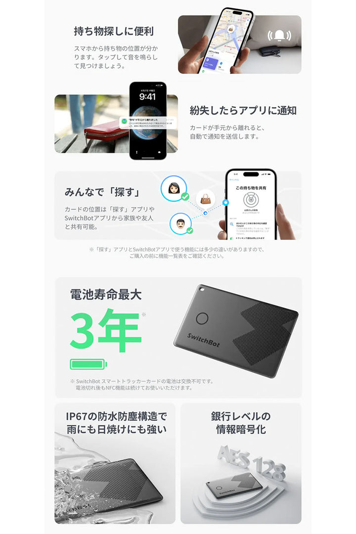 SwitchBot スマートトラッカーカード Apple Find My対応