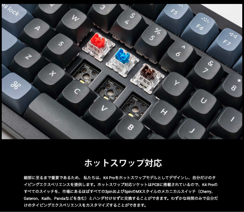 Keychron K4 Pro QMK/VIA Mac英語配列 有線 / Bluetooth 5.1 ワイヤレス 両対応 ホットスワップ Keychron K Pro テンキー付き 100キー WHITE LEDライト メカニカルキーボード