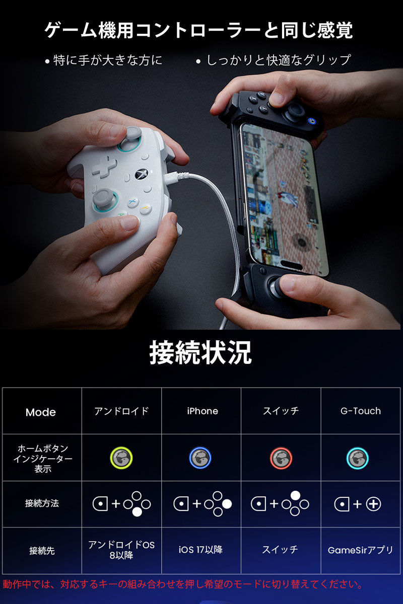 GameSir G8 Plus  ワイヤレスコントローラー ホール効果センサー搭載 Nintendo Switch / Androidスマートフォン / iPhone対応 有線 / Bluetooth5.1対応