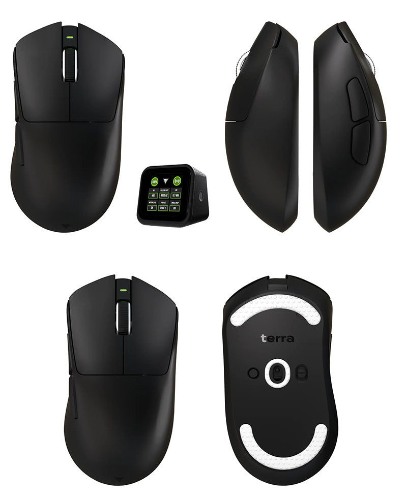 【国内正規品】Teevolution(ティーボリューション) TERRA PRO 8000Hz ポーリングレート対応 有線 2.4GHzワイヤレス Bluetooth トライモード接続 超軽量 49グラム エルゴノミック形状 Pixart PAW3950センサー 液晶付8Kドングル同梱 オプティカルスイッチ ゲーミングマウス