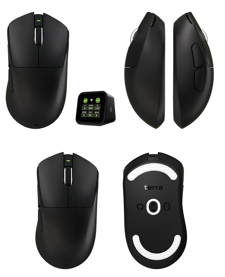 【国内正規品】Teevolution(ティーボリューション) TERRA PRO 8000Hz ポーリングレート対応 有線 2.4GHzワイヤレス Bluetooth トライモード接続 超軽量 49グラム エルゴノミック形状 Pixart PAW3950センサー 液晶付8Kドングル同梱 オプティカルスイッチ ゲーミングマウス