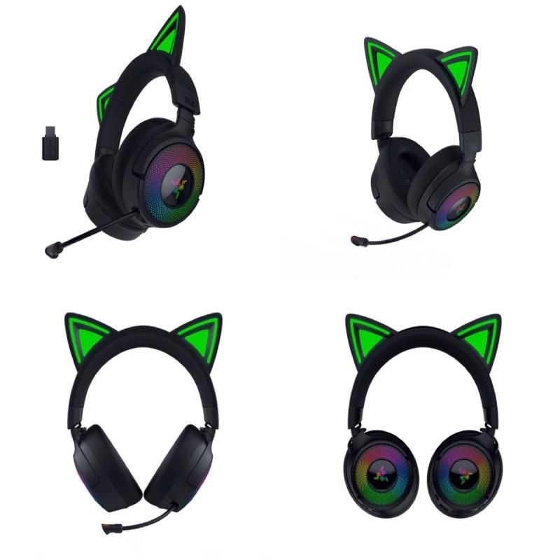 Razer Kraken Kitty V3 Pro Bluetooth / 2.4GHz ワイヤレス / 有線 両対応 ゲーミング用 ワイヤレス RGB ネコミミヘッドセット