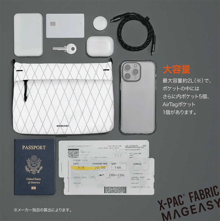 MagEasy 2L SACOCHE with STRAP X 大容量サコッシュ  XPAC White + Black