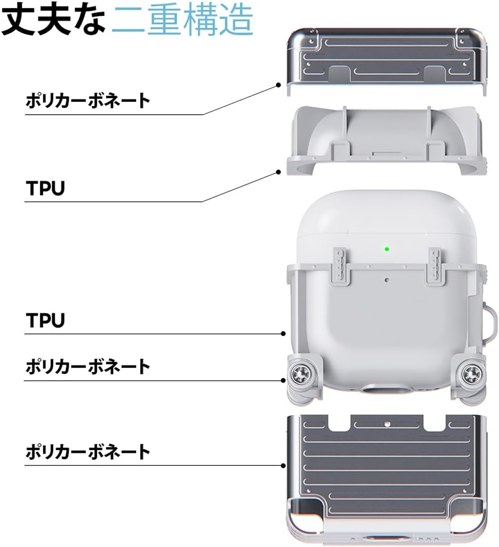 miak AirPods 4 スーツケースデザイン キャリーケース カラビナ付