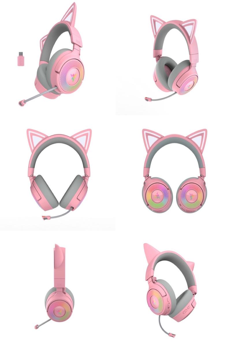 Razer Kraken Kitty V3 Pro Bluetooth / 2.4GHz ワイヤレス / 有線 両対応 ゲーミング用 ワイヤレス RGB ネコミミヘッドセット