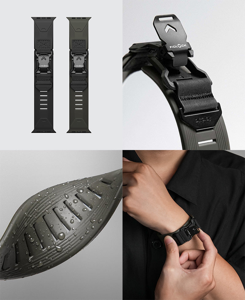 bitplay Apple Watch 49 / 46 / 45 / 44mm 防水FKMラバー製 Fidlock クイックリリースウォッチバンド