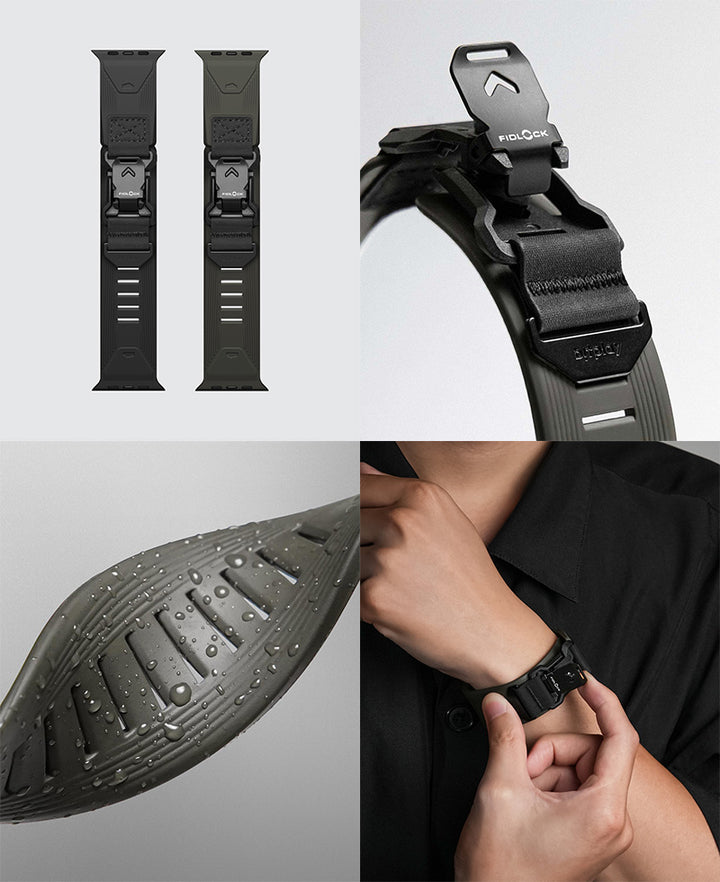 bitplay Apple Watch 49 / 46 / 45 / 44mm 防水FKMラバー製 Fidlock クイックリリースウォッチバンド