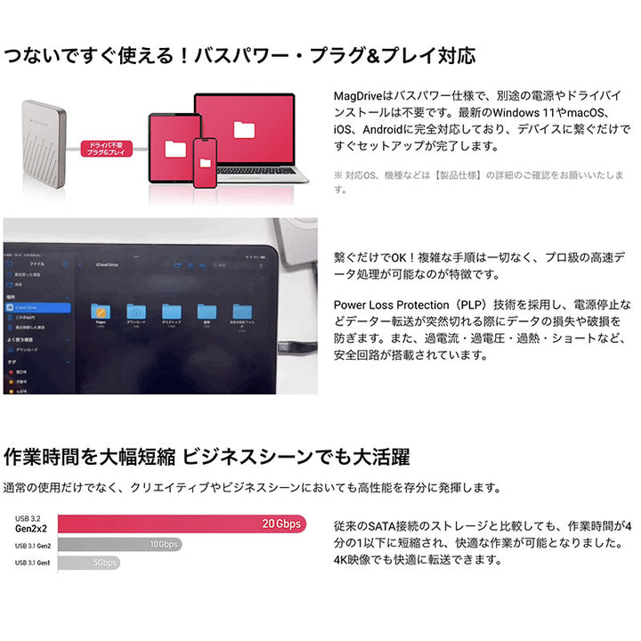 HACRAY MagDrive MagSafe対応 ポータブルSSD iPhone 16 / 15シリーズ対応