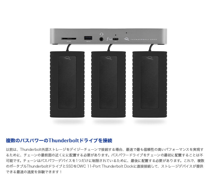 OWC Thunderbolt Dock 独立型デイジーチェーン×3 / Thunderbolt 4 ×4 / USB-A ×4 / 4K-8K接続 / 96W給電