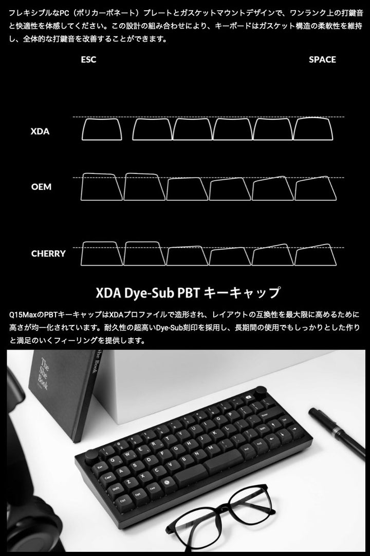 Keychron Q15 Max  ワイヤレス メカニカルキーボード Mac英語配列 オーソリニア・レイアウト テンキーレス ホットスワップ対応 Gateron Jupiterスイッチ RGBライト Mac Windows対応