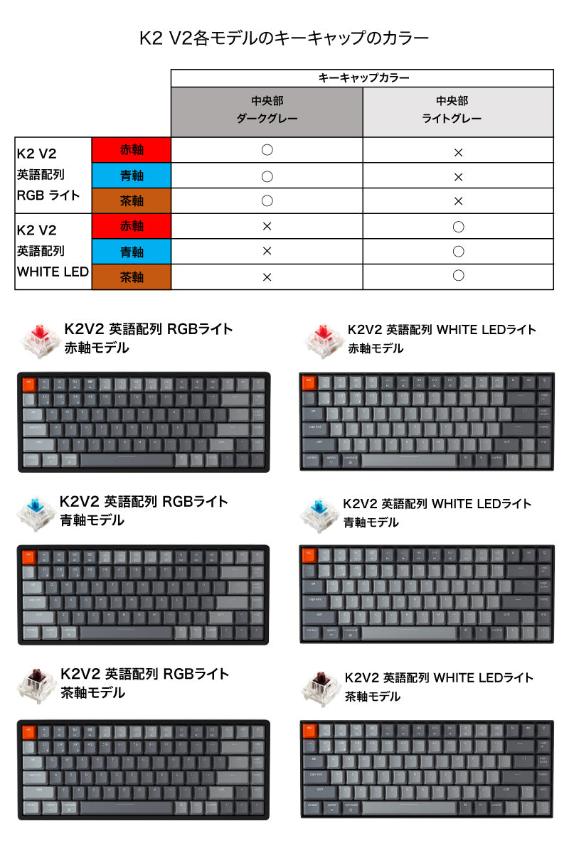 Keychron K2 V2 RGBバックライト 赤軸 日本語配列-