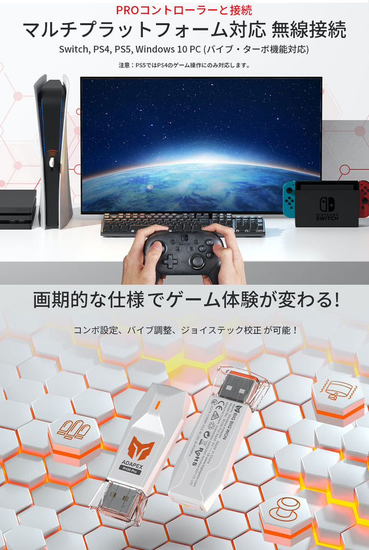 BIGBIG WON R100 Pro 純正コントローラー用 ワイヤレスアダプター