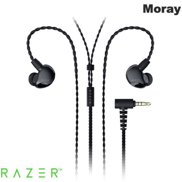 Razer Moray 有線 ハイブリッドデュアルドライバー ストリーミング/ゲーミングイヤホン MMCXケーブル ブラック