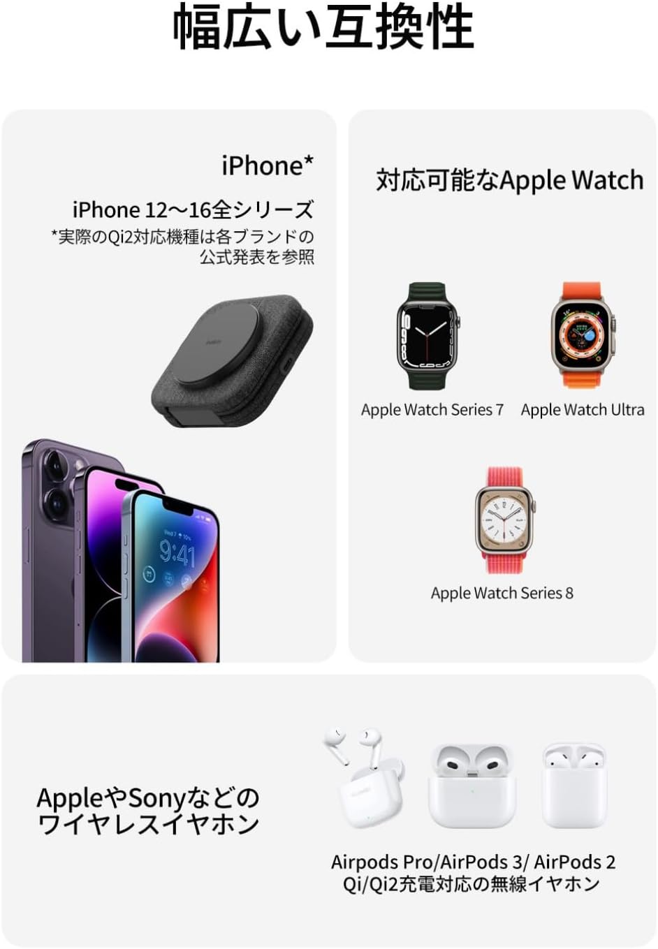 BELKIN BoostCharge Pro Qi2 2-in-1 折りたたみ式トラベル充電パッド BELKIN BoostCharge Pro Qi2 2-in-1 折りたたみ式トラベル充電パッド