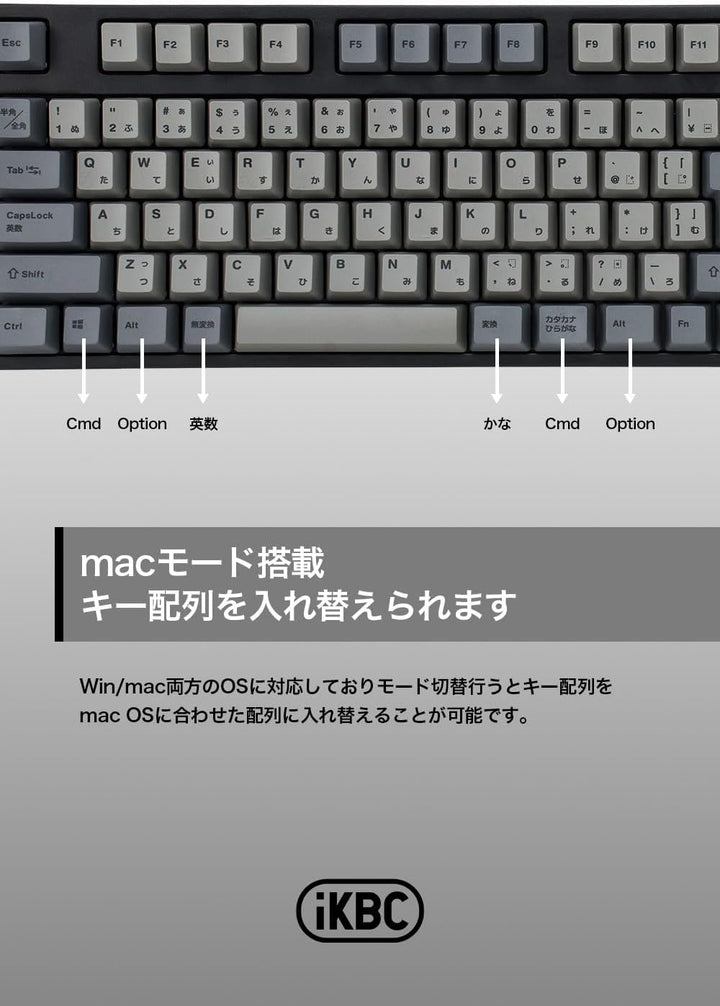 iKBC IK-CD108 日本語配列 有線 フルサイズ RGBライト搭載 ホットスワップ 112キー メカニカルキーボード　GATERON