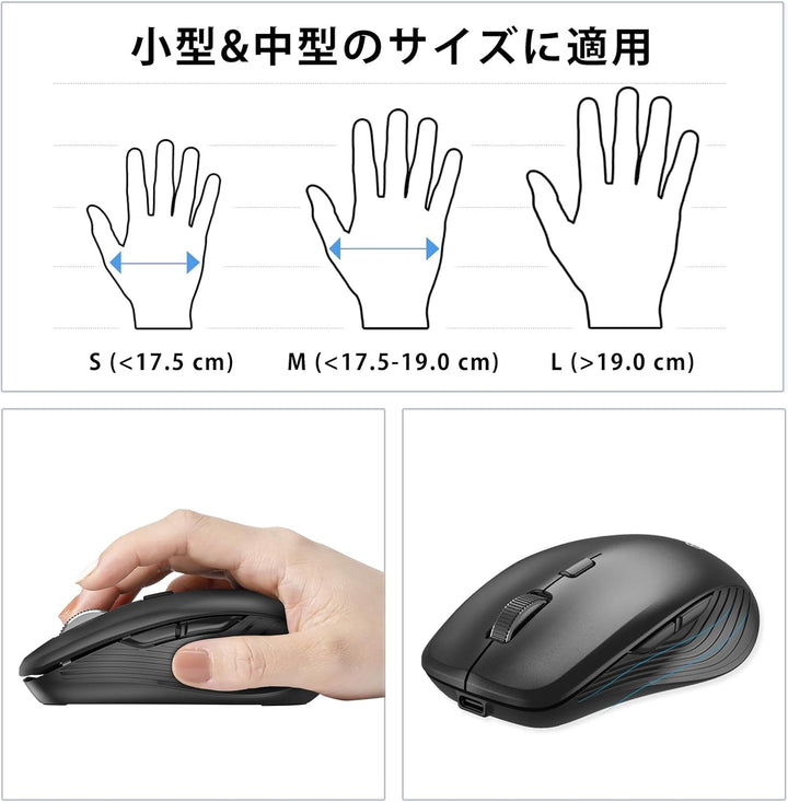 iClever Bluetooth 5.1 / 2.4GHz 両対応 ワイヤレスマウス MD179 ブラック