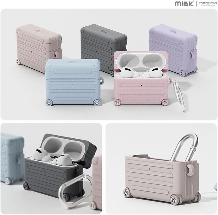 miak AirPods Pro 第 2 / 1世代 シリコン製キャリーケース カラビナ付