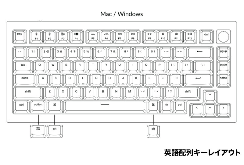 Keychron Q1 V2 QMK 有線 テンキーレス ホットスワップ Gateron G Pro RGBライト カスタムメカニカルキーボード ノブバージョン