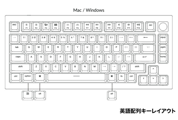 Keychron Q1 V2 QMK 有線 テンキーレス ホットスワップ Gateron G Pro RGBライト カスタムメカニカルキーボード ノブバージョン