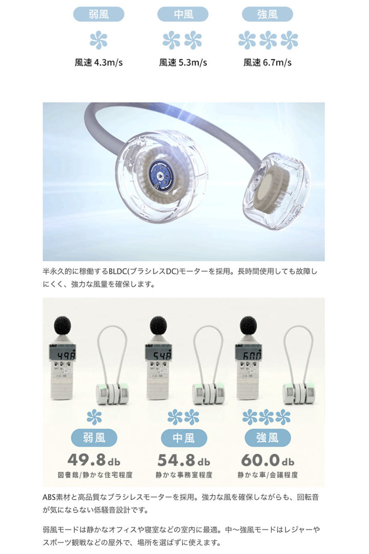 DANSOON Neck Band Fan Rolling コンパクト 首かけ 扇風機 ポーチ付き