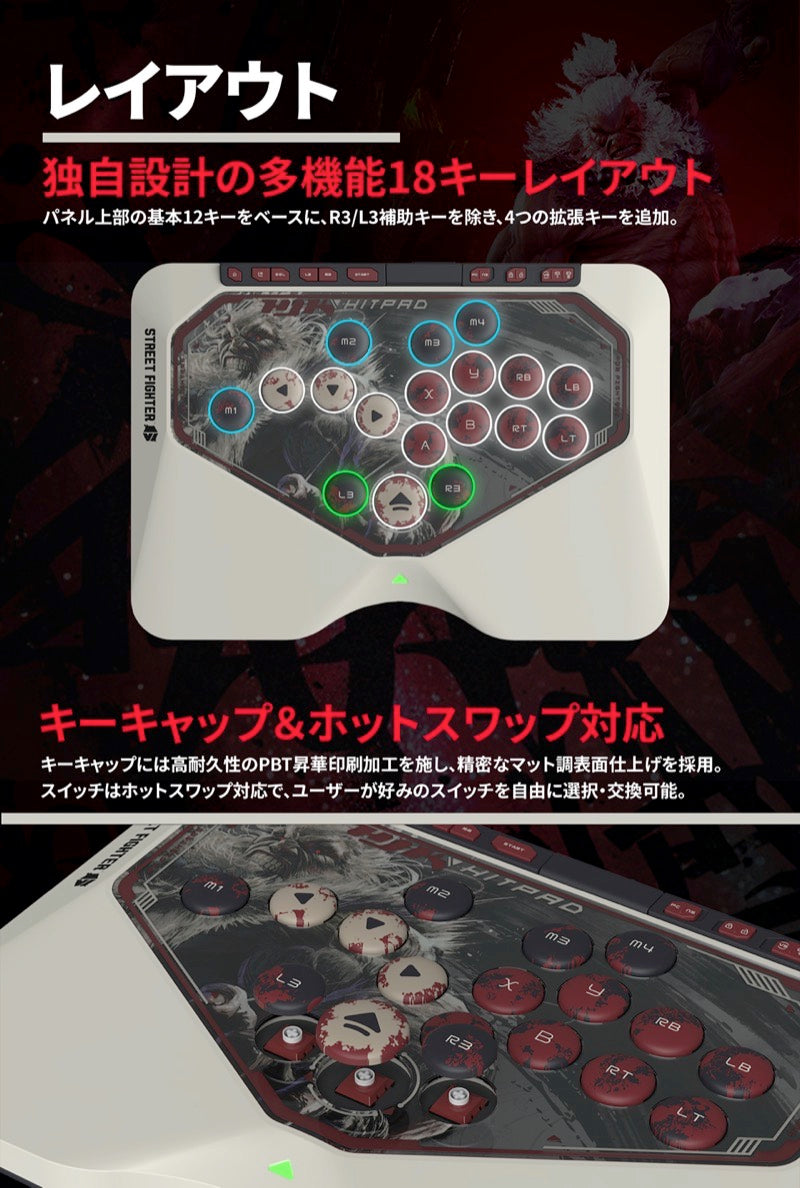 HJK GAMING HJK HITPAD PC/NSW対応 レバーレスコントローラ STREET FIGHTER 6 GOUKI EDITION