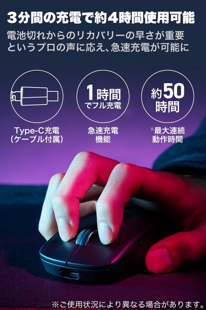 エレコム ゲーミングマウス V custom VM610 無線2.4GHz 26000DPI 650IPS 50G 距離センサー搭載 つまみ持ち特化 54g軽量設計 充電式 ブラック