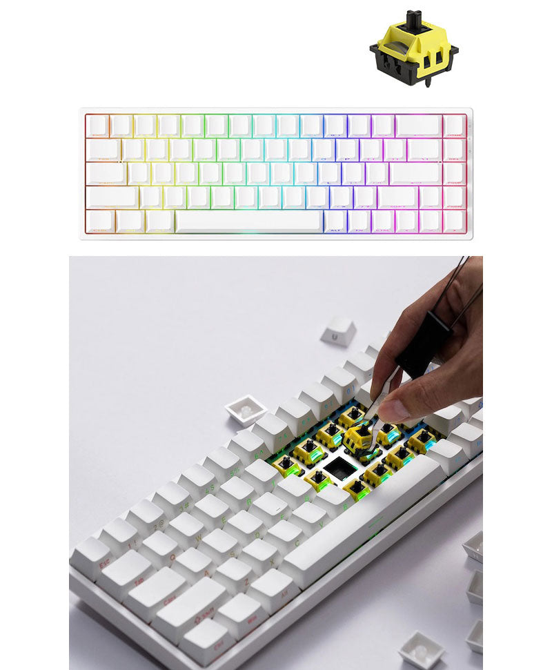 MonsGeek FUN68 HE 0.005mm ラピッドトリガー 65%英語配列 磁気スイッチ Akko Flash Magnetic Switch テンキーレス ホットスワップ サイドプリント ダブルショットPBT 8Kポーリングレート 16Kスキャンレート SnapKey (SOCD)対応 ARGB対応 高コスパ ゲーミングキーボード