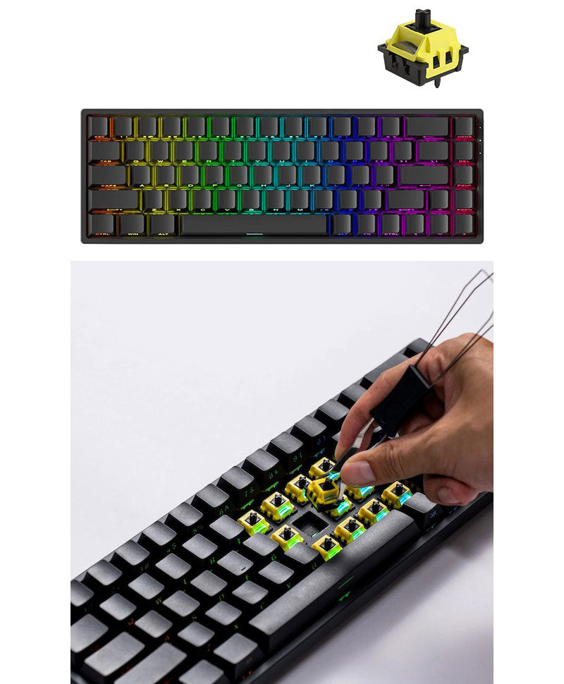 MonsGeek FUN68 HE 0.005mm ラピッドトリガー 65%英語配列 磁気スイッチ Akko Flash Magnetic Switch テンキーレス ホットスワップ サイドプリント ダブルショットPBT 8Kポーリングレート 16Kスキャンレート SnapKey (SOCD)対応 ARGB対応 高コスパ ゲーミングキーボード