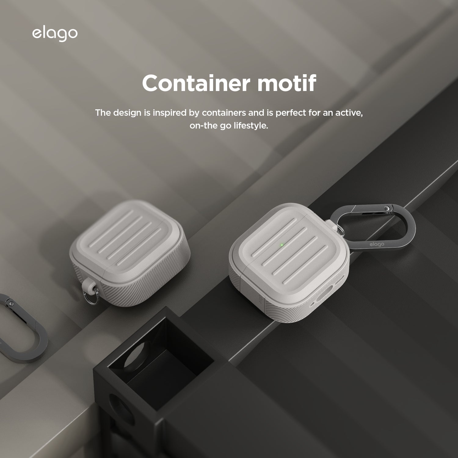 elago AirPods 4 ARMOR CASE カラビナ付き シリコンケース Stone