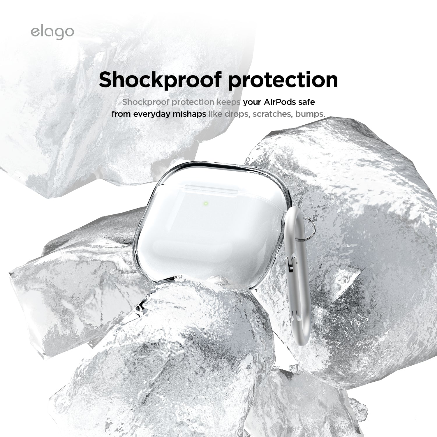 elago AirPods 4 CLEAR HANG CASE カラビナ付き クリアケース