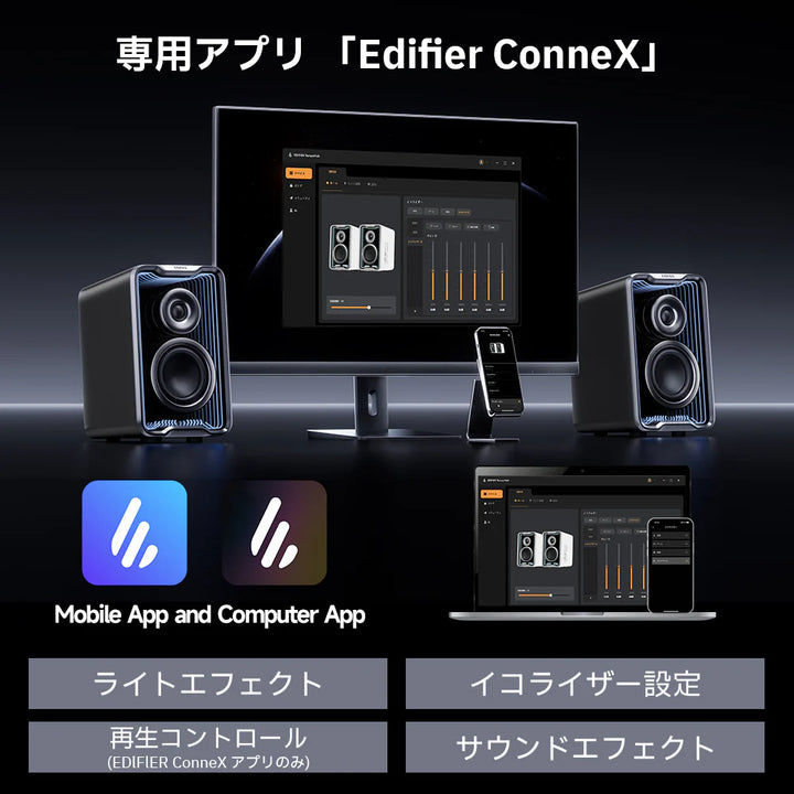 Edifier QR30 デスクトップアクティブスピーカー QR30   最大30W出力 Bluetooth ワイヤレス接続対応 AUX/USB-A入力  ライトエフェクト機能