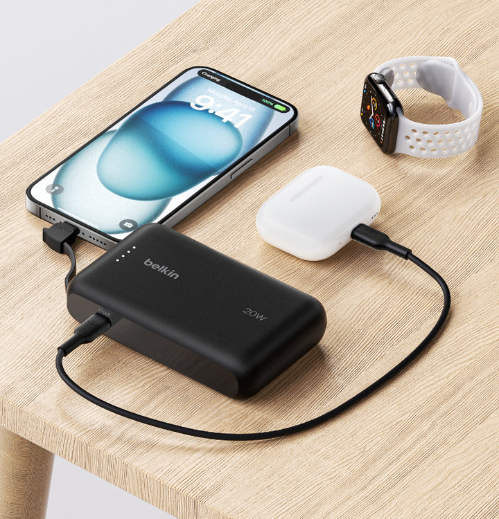 BELKIN BoostCharge 20W ケーブル内蔵 モバイルバッテリー 10000mAh PD対応