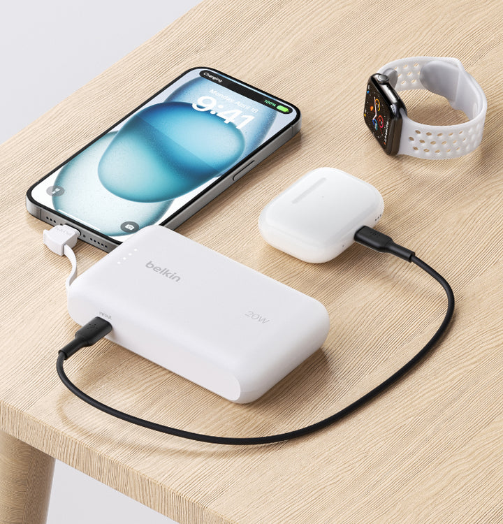 BELKIN BoostCharge 20W ケーブル内蔵 モバイルバッテリー 10000mAh PD対応