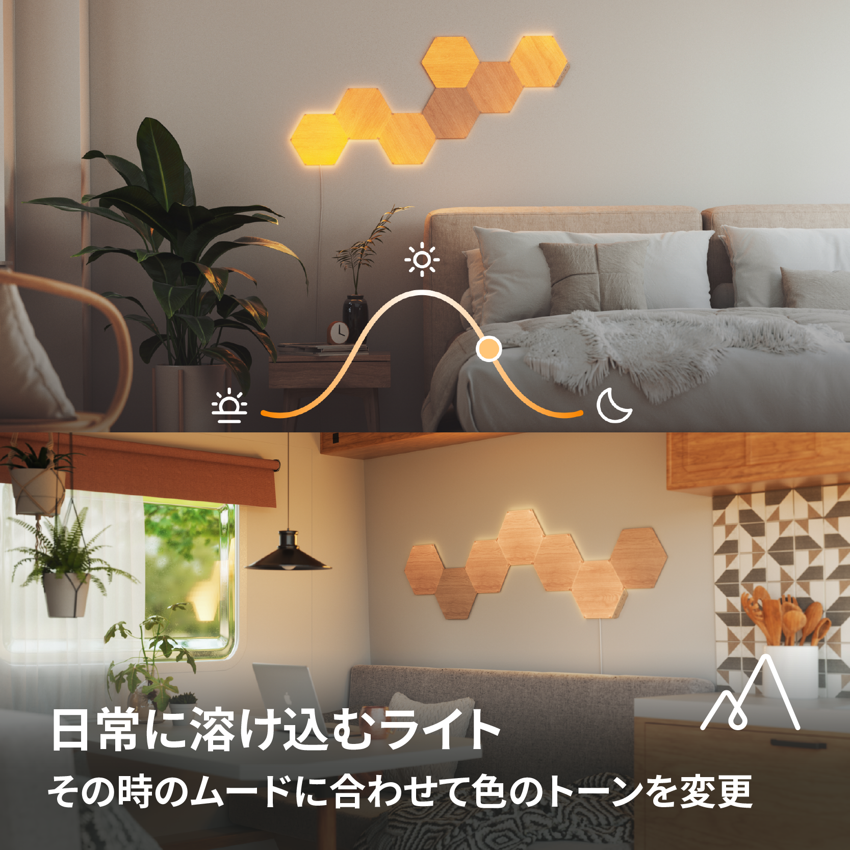 Nanoleaf Elements ウッドライト スターターパック (7パネル)