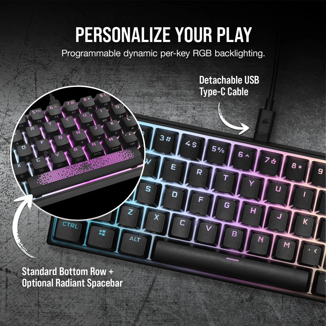 CORSAIR K65 RGB MINI 日本語レイアウト メカニカルキーボード PRCorsairのミニキーボード「K65 RGB MINI」は，60％のサイズと