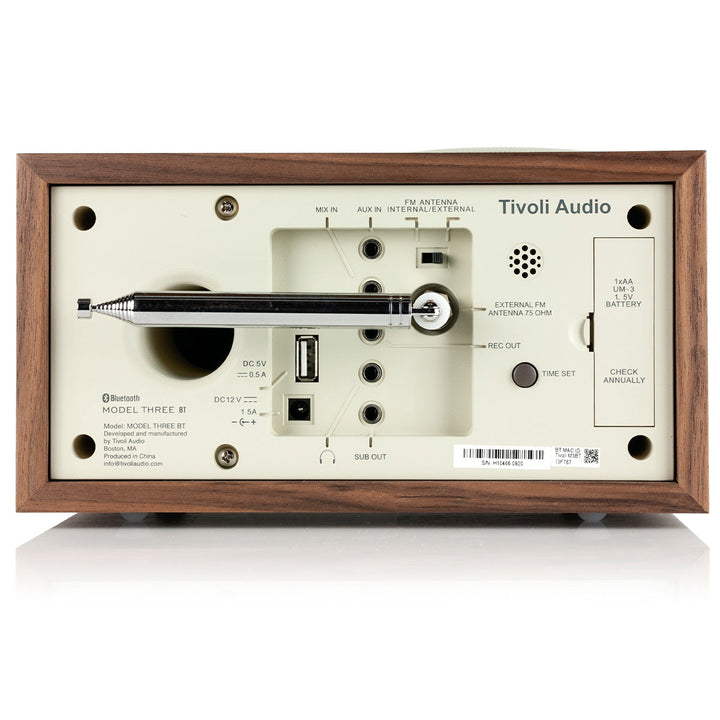 Tivoli Audio Model Three BT Generation2 Bluetooth 5.0 ワイヤレス AM/FM ラジオ・スピーカー アナログクロック付き Classic Walnut/Beige