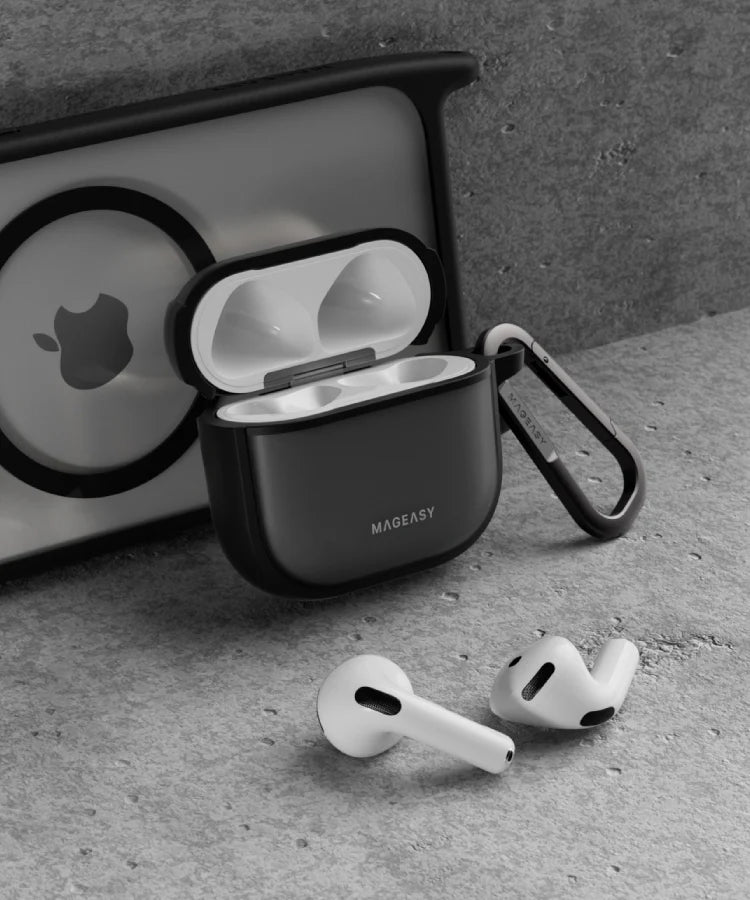 MagEasy AirPods 4 Roam カラビナ付き耐衝撃ケース Translucent