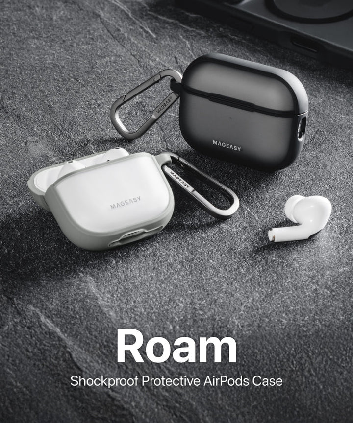 MagEasy AirPods 4 Roam カラビナ付き耐衝撃ケース Translucent