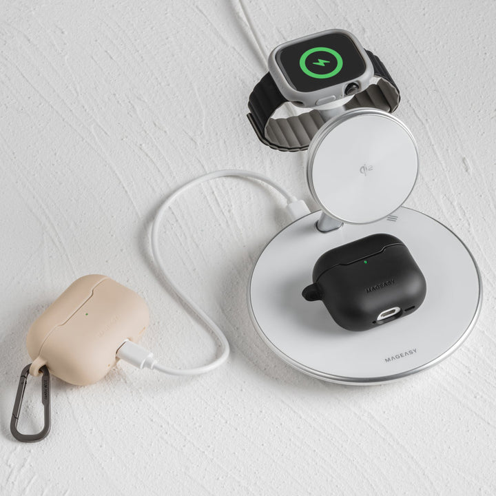 MagEasy AirPods SKIN カラビナ付き耐衝撃ケース AirPods Pro 第 2 / 1世代/ AirPods 4 対応