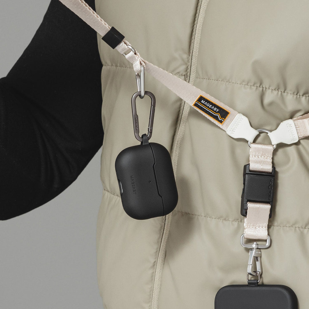 MagEasy AirPods SKIN カラビナ付き耐衝撃ケース AirPods Pro 第 2 / 1世代/ AirPods 4 対応