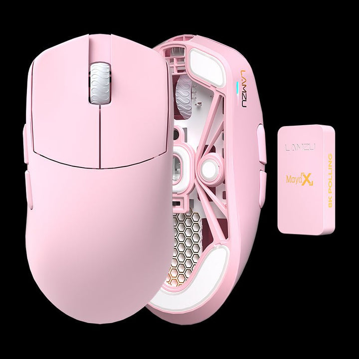 LAMZU Maya X 8Kレシーバー付属 超軽量 約47g ワイヤレスゲーミングマウス Light Pink  8000Hz ポーリングレートに対応 Pixart PMW3950 ARM Cortex-M4