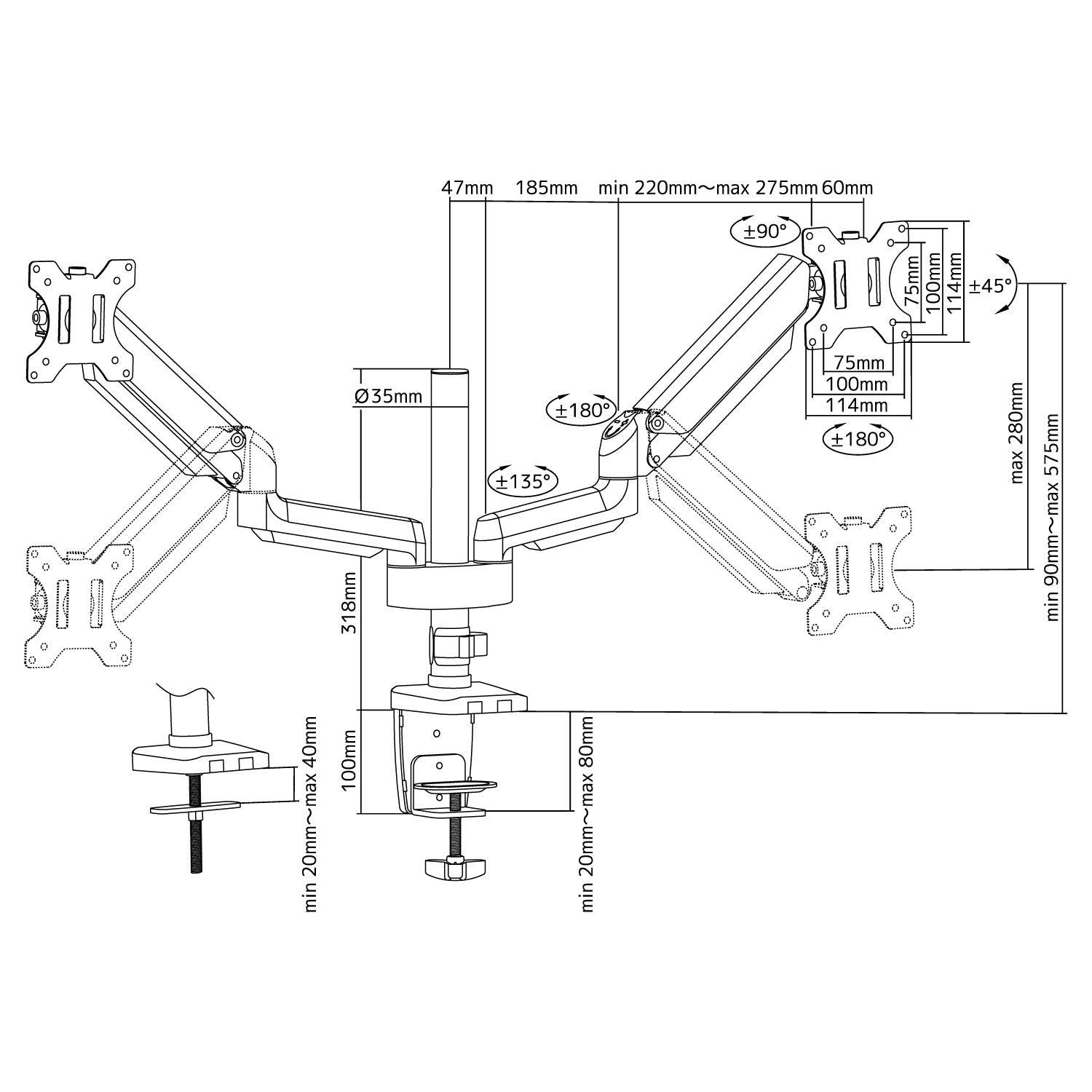 ARCHISS Monitor Arm Basic ガススプリング式 ARCHISS Monitor Arm Basic デュアルモニター対応 ガス