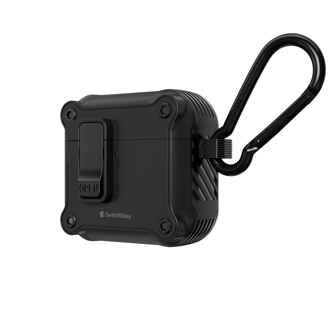 SwitchEasy AirPods 4 Rugged Shield カラビナ付き 耐衝撃ケース