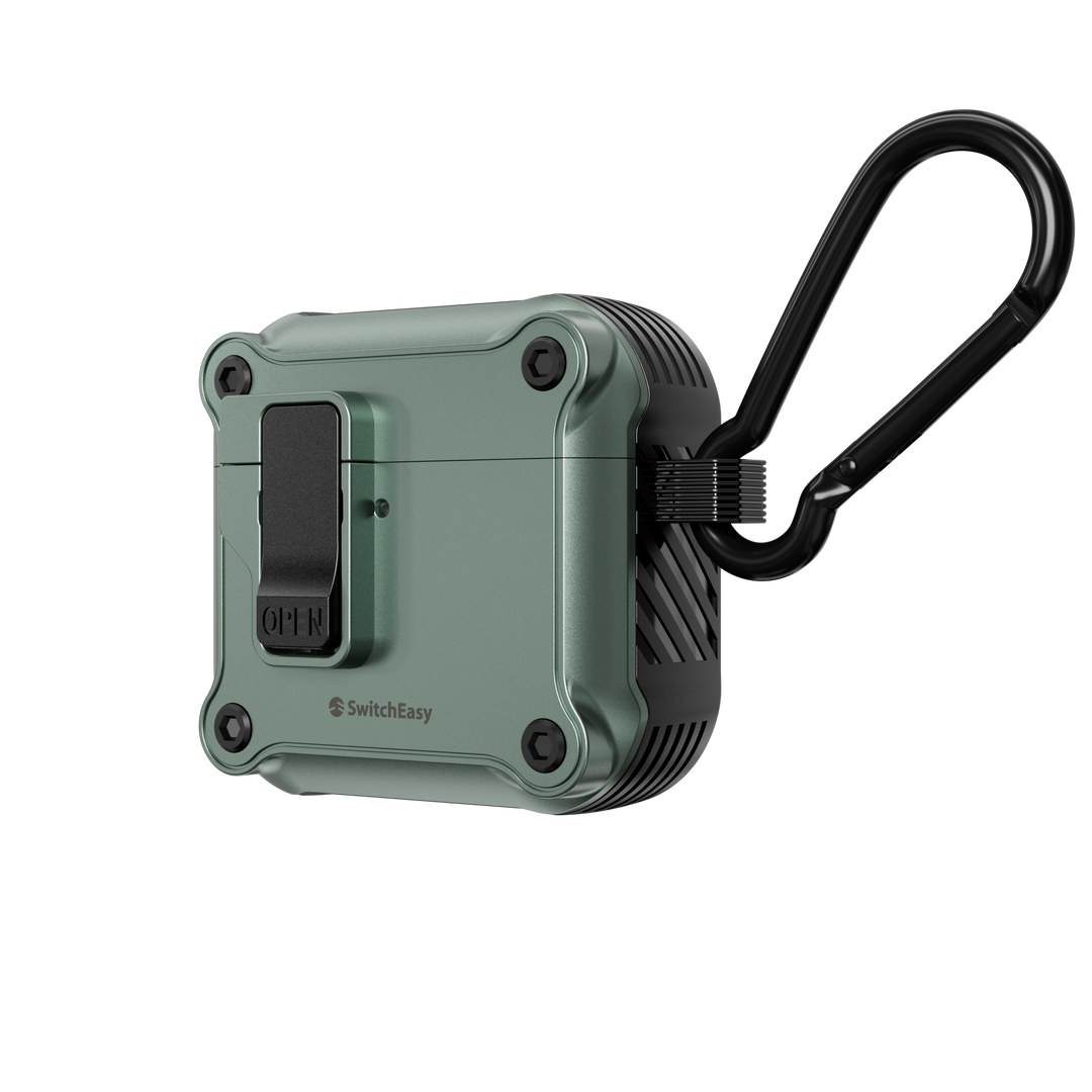 SwitchEasy AirPods 4 Rugged Shield カラビナ付き 耐衝撃ケース